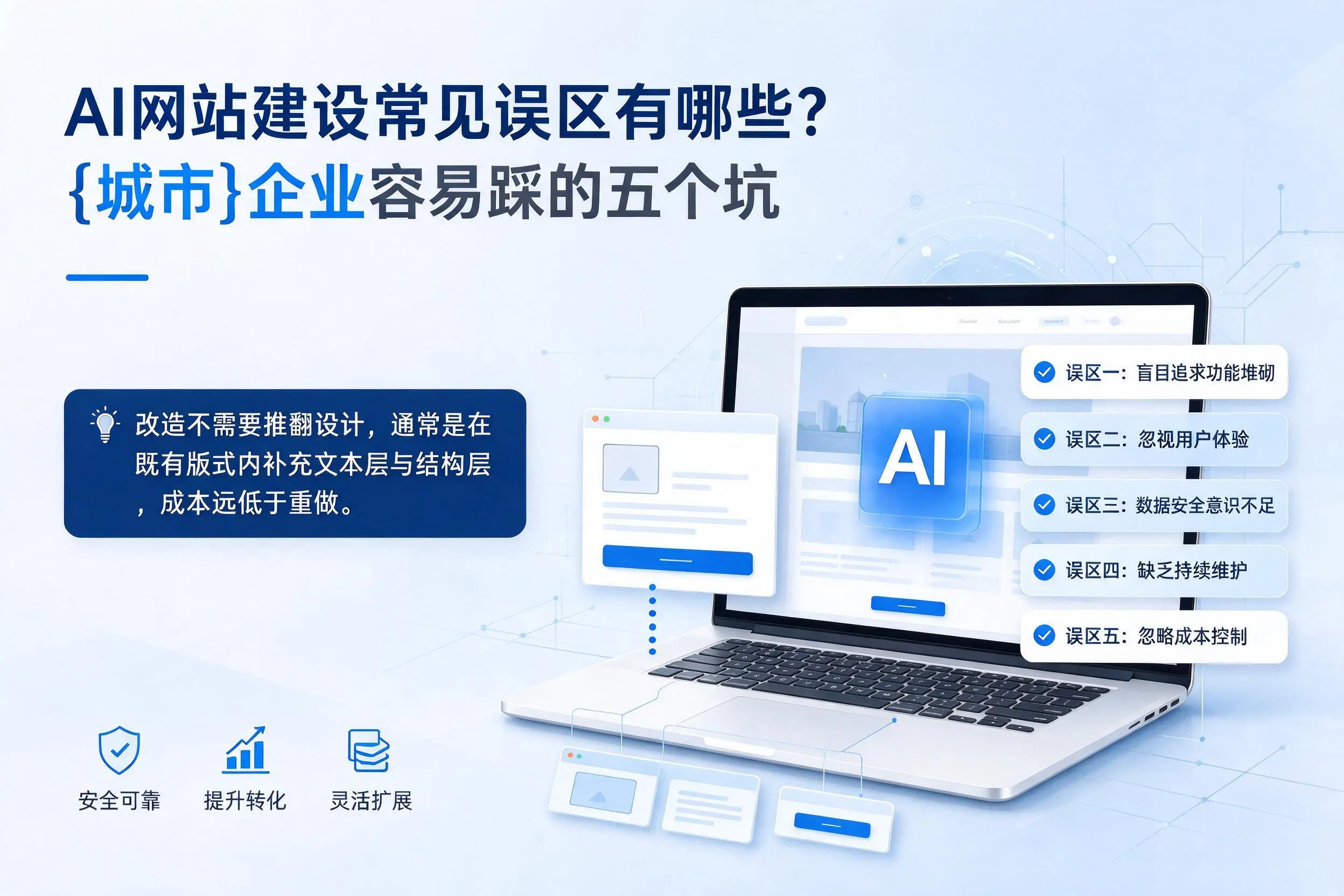 AI网站建设常见误区有哪些？海东企业容易踩的五个坑